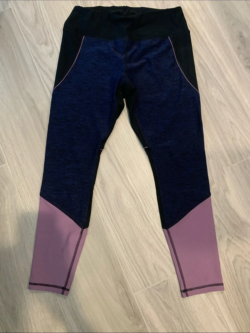 RBX Navy and Mauve Colorblock Active Leggings